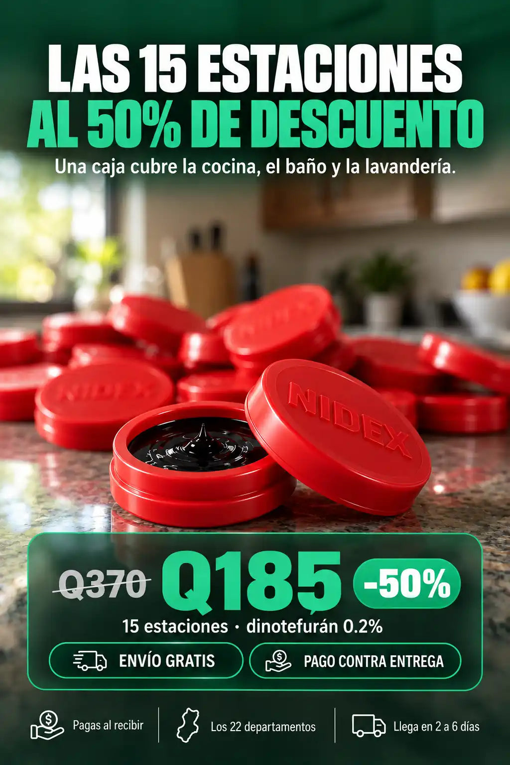Oferta de lanzamiento: 15 estaciones NIDEX por Q185, antes Q370, envío gratis y pago contra entrega