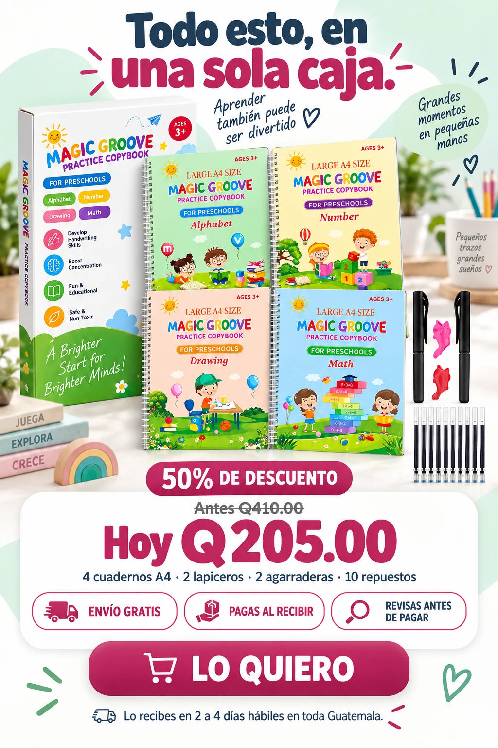 Oferta: el set completo por Q205, antes Q410, envio gratis, pagas al recibir y revisas antes de pagar