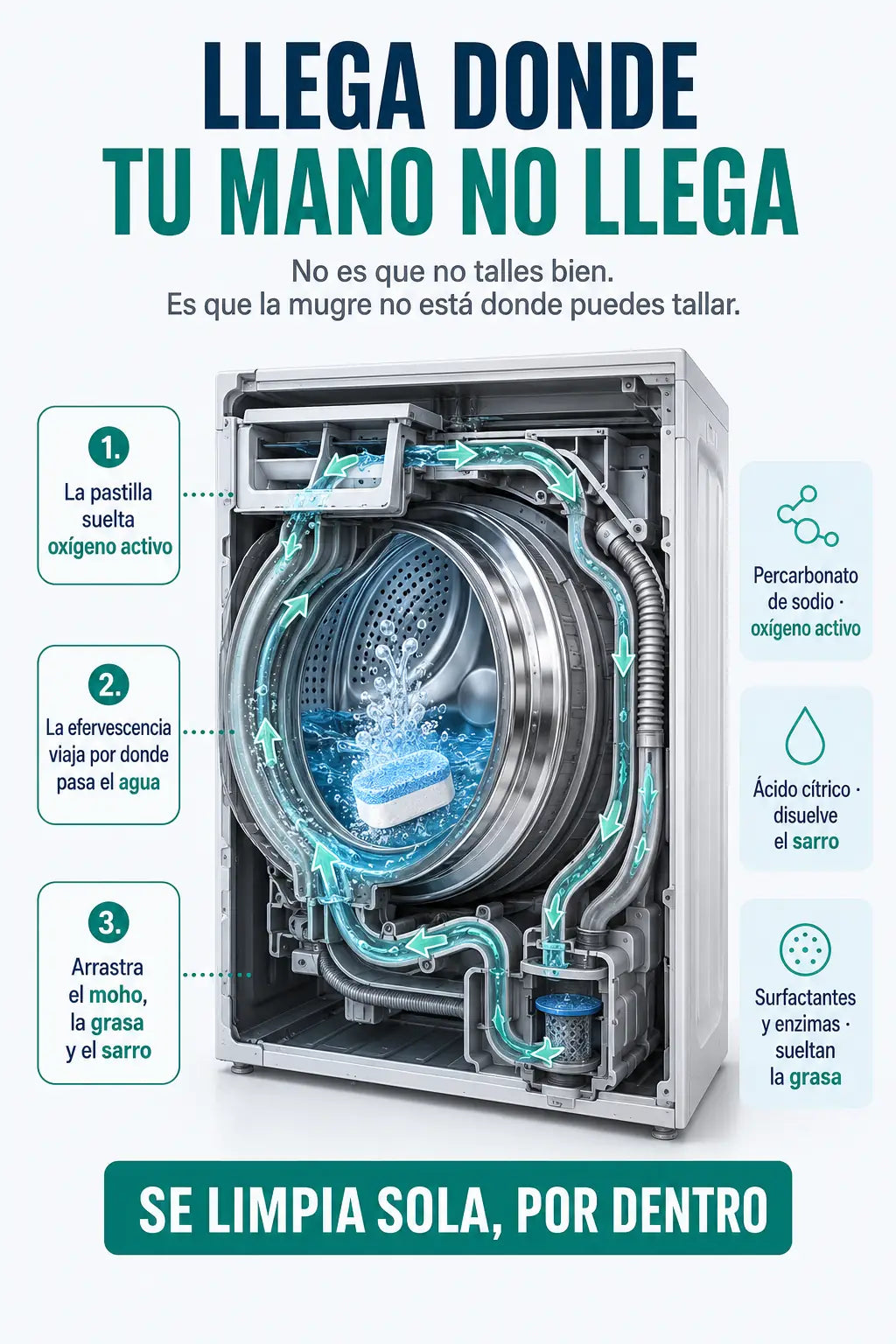La efervescencia circula por el tambor, el empaque, el cajón y las mangueras
