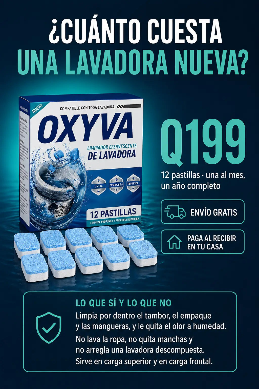 OXYVA 12 pastillas Q199 — envío gratis, pago contra entrega